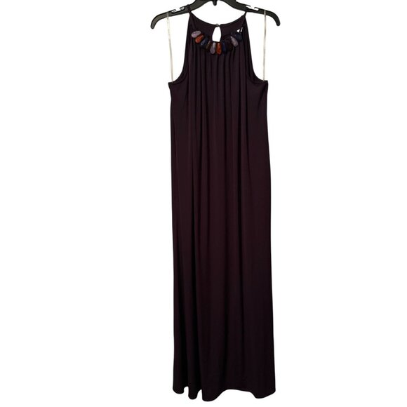 Cato Womens Purple Sleeveless Maxi Dress size Lrge With Decorative Beaded Neckli - Picture 1 of 12